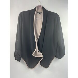 RolyPoly Cropped Jacket Women's Sz L Black/Brown Faux One Button Double Breasted